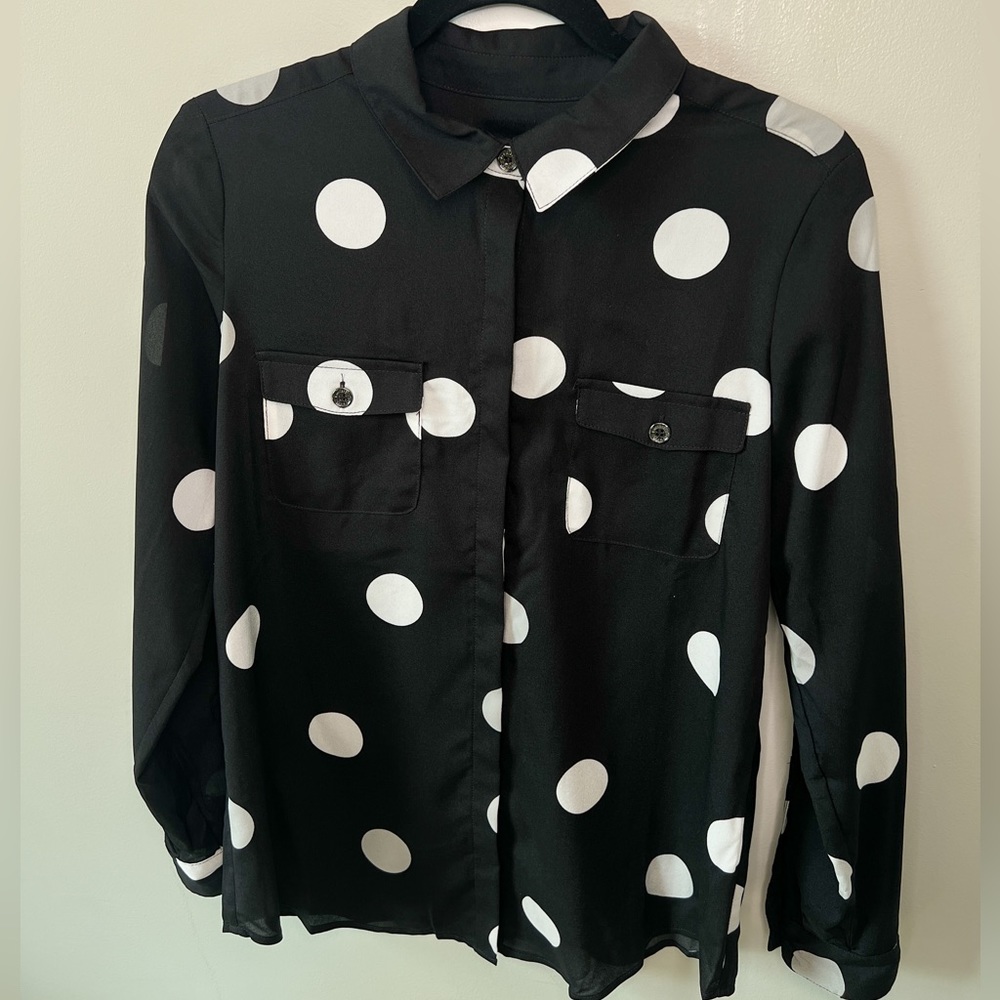 Karl Lagerfeld Paris Polka Dot Blouse, Size S